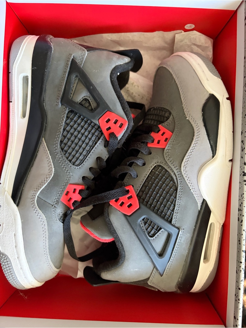 Jordan Air Jordan 4 Retro Grey Black and Red Sneakers 6Y